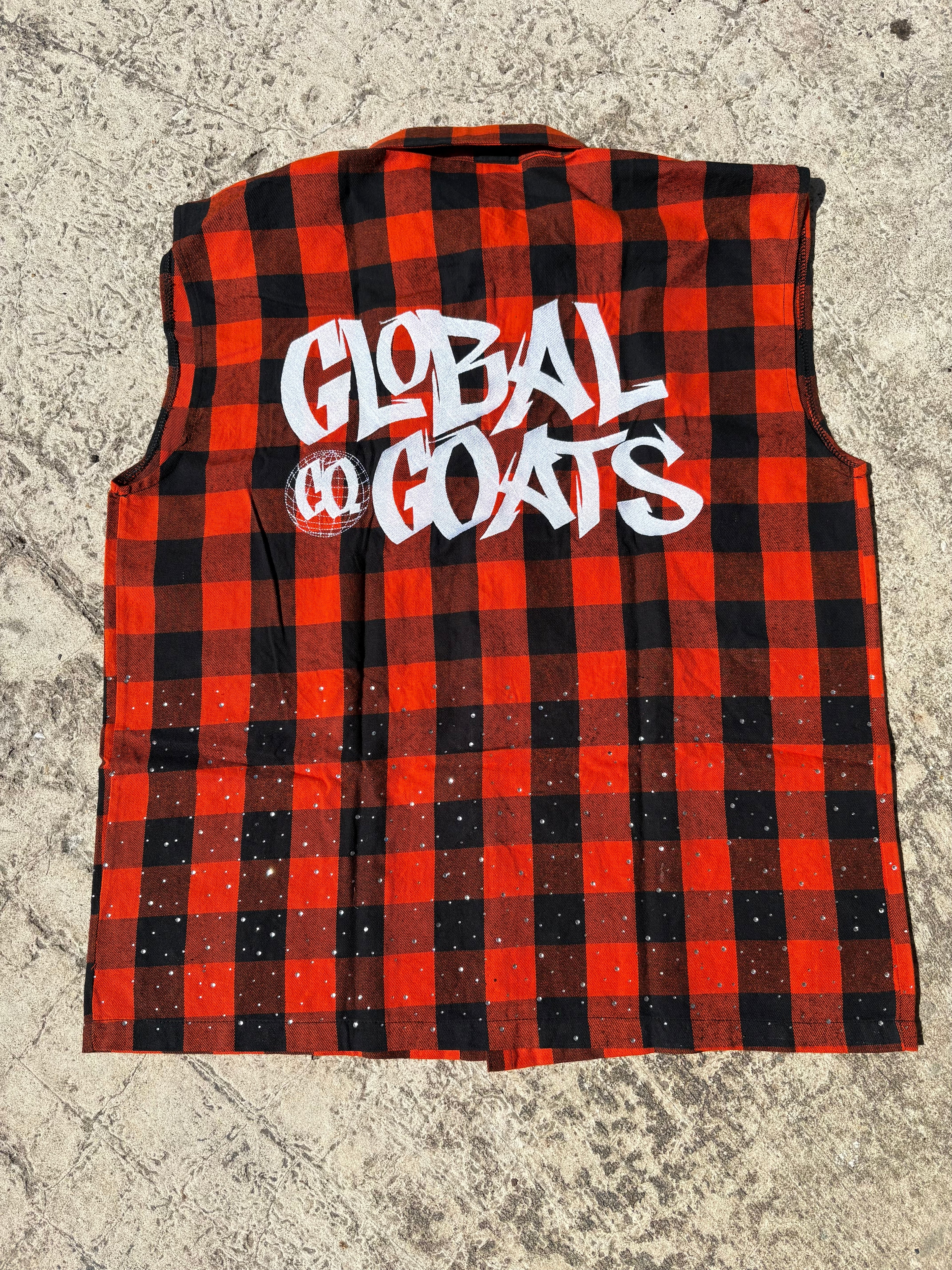 Orange Sleeveless Flannel