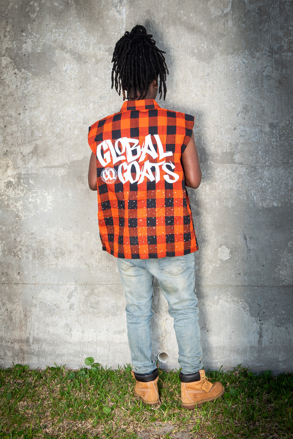 Orange Sleeveless Flannel