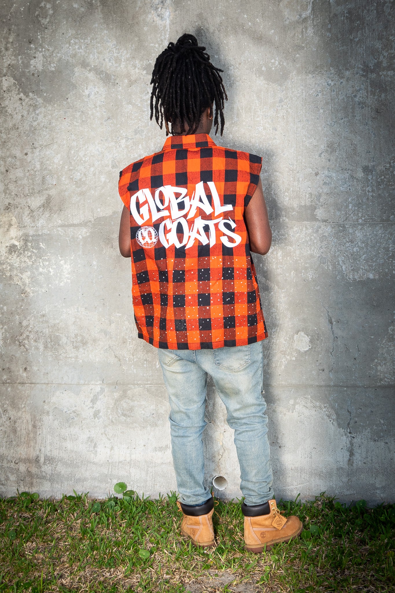 Orange Sleeveless Flannel