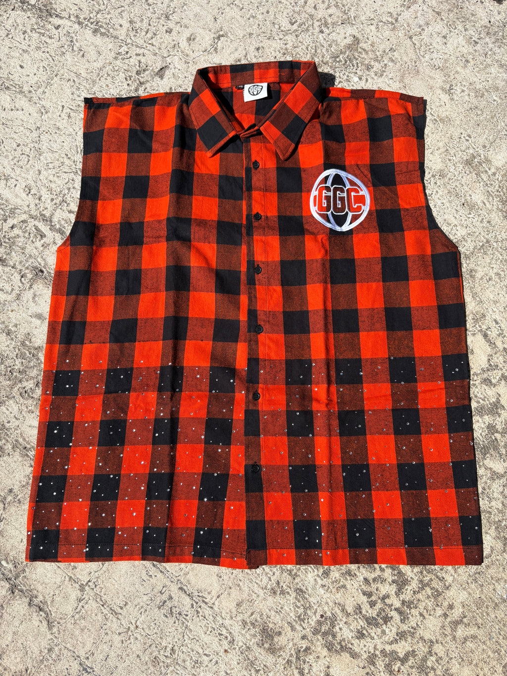 Orange Sleeveless Flannel