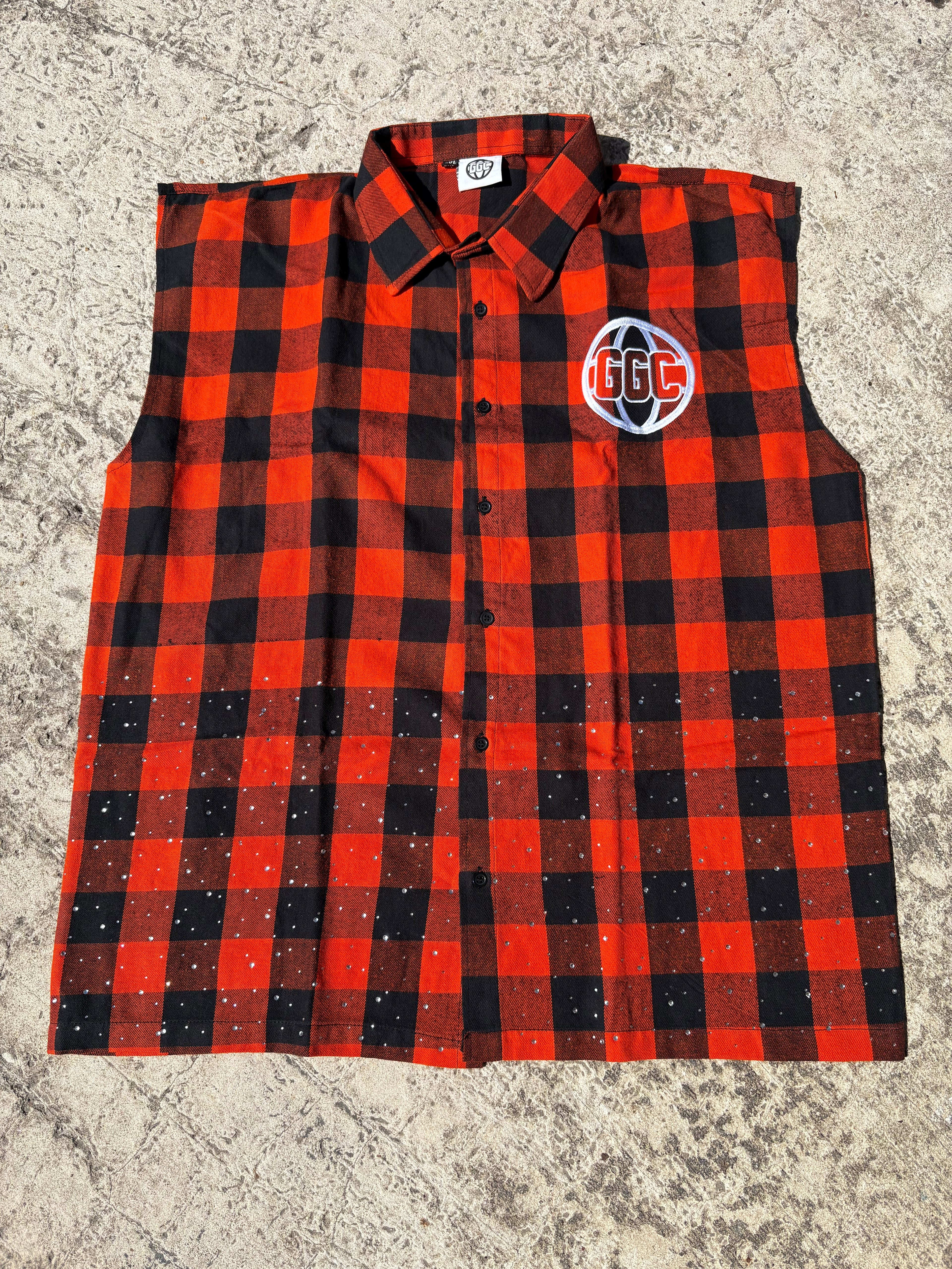 Orange Sleeveless Flannel